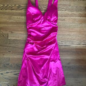 Elegant Fuchsia Satin Dress